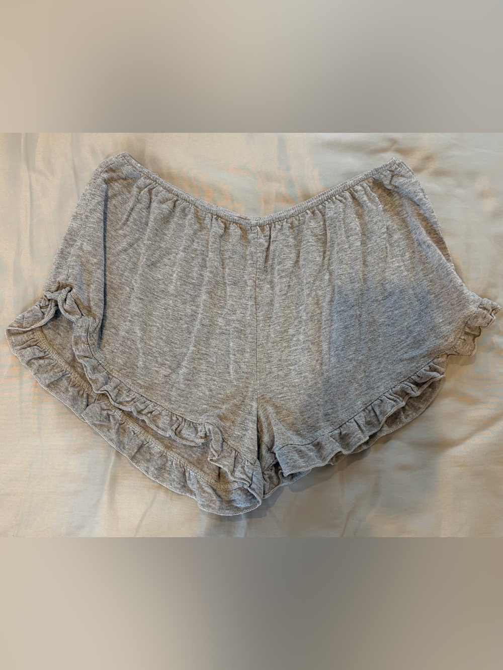 Gray Ruffle Lounge Shorts